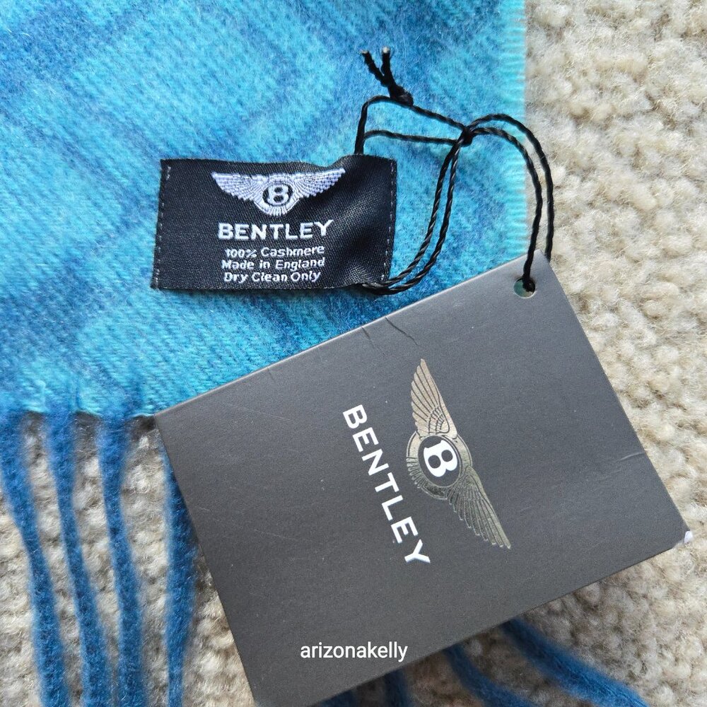 NWT Bentley Cashmere Scarf Blue - Picture 4 of 8